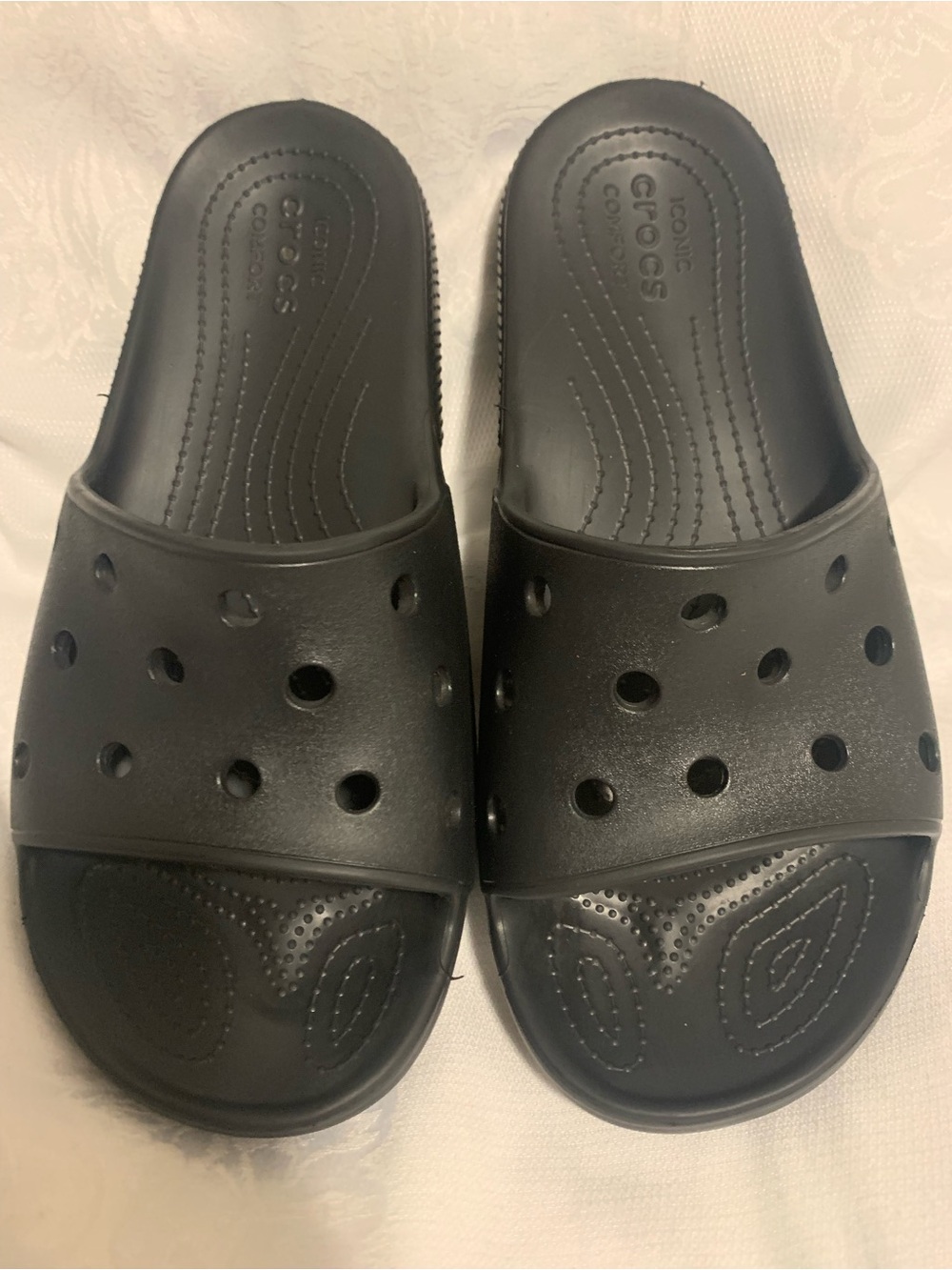 CROCS Black Slide Sandals with Vent Holes